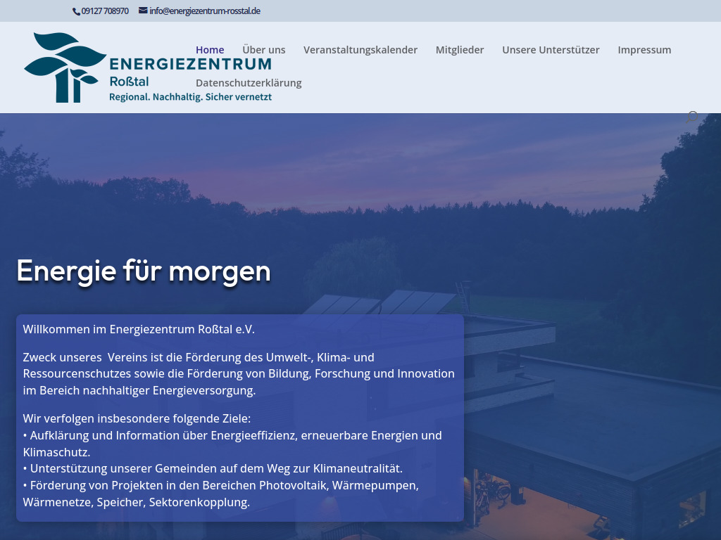 Website von Energiezentrum Roßtal e.V. in Roßtal