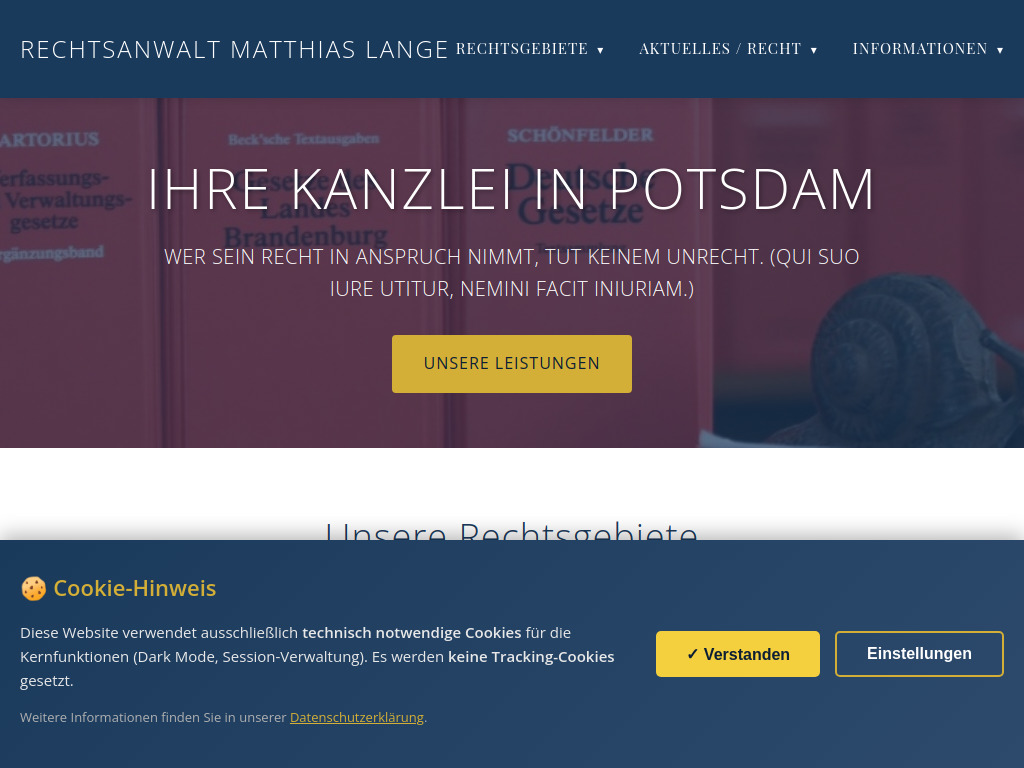 Website von Rechtsanwalt Matthias Lange in Potsdam