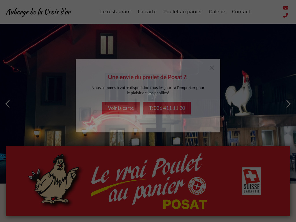 Website von Auberge de la Croix d'Or in Farvagny