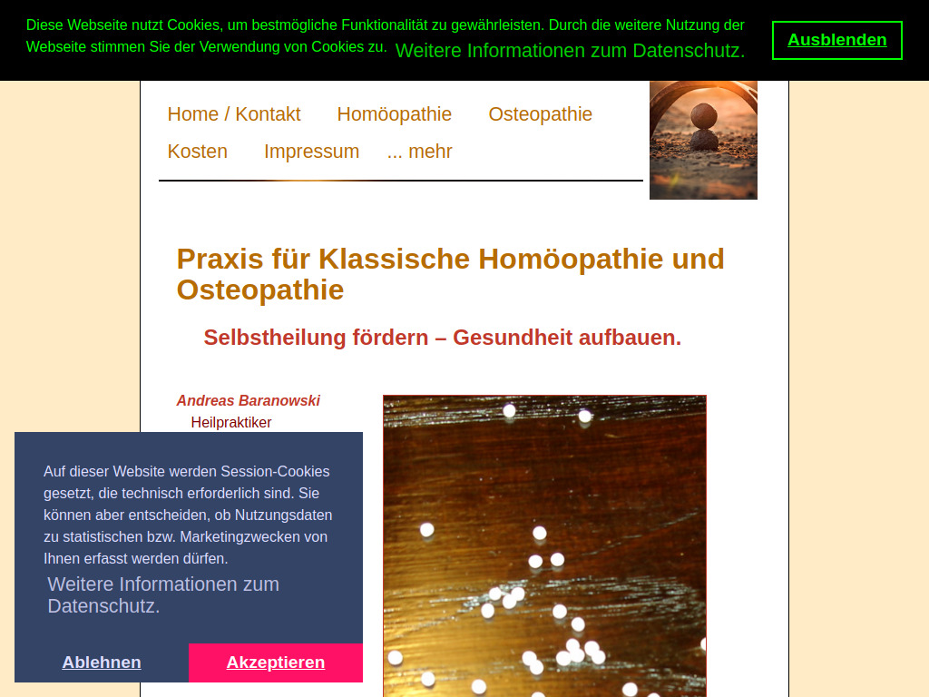 Website von Praxis für Klassische Homöopathie und Osteopathie in Leipzig