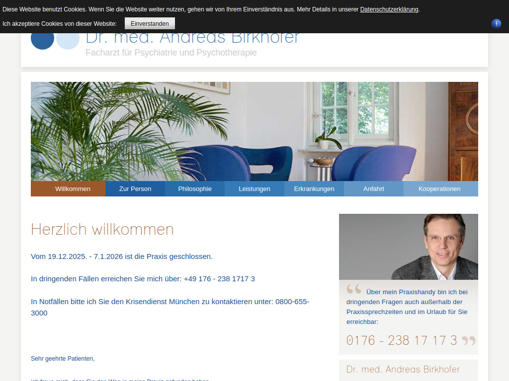 Website von Dr. med. Andreas Birkhofer in München