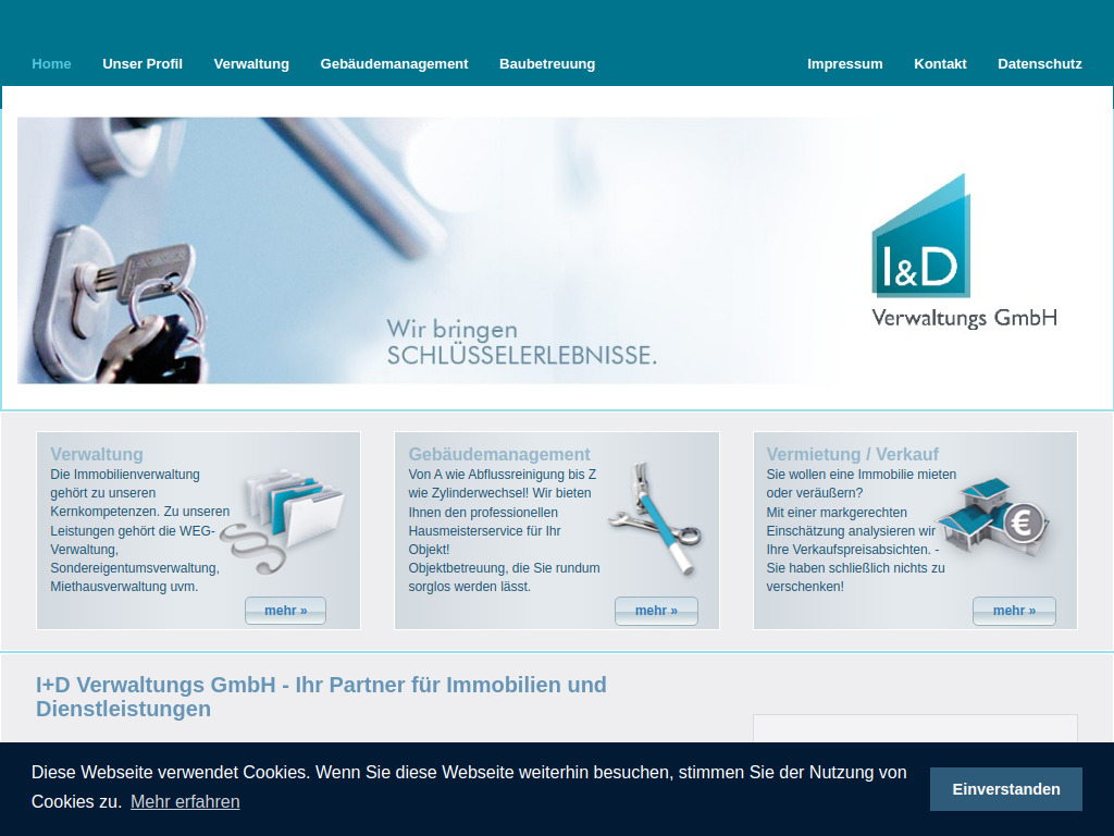 Website von Immobilie+Dienstleistung I+D Verwaltungs GmbH in Leipzig