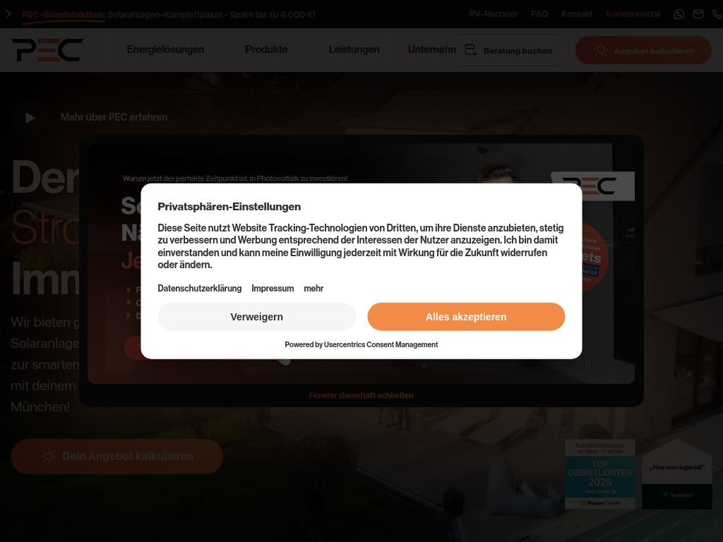 Website von Professional Energy Consulting GmbH & Co. KG in Vaterstetten