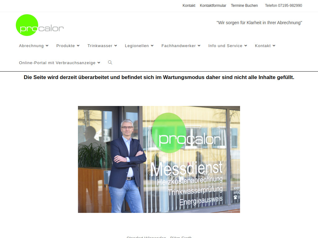 Website von ProCalor GmbH in Winnenden