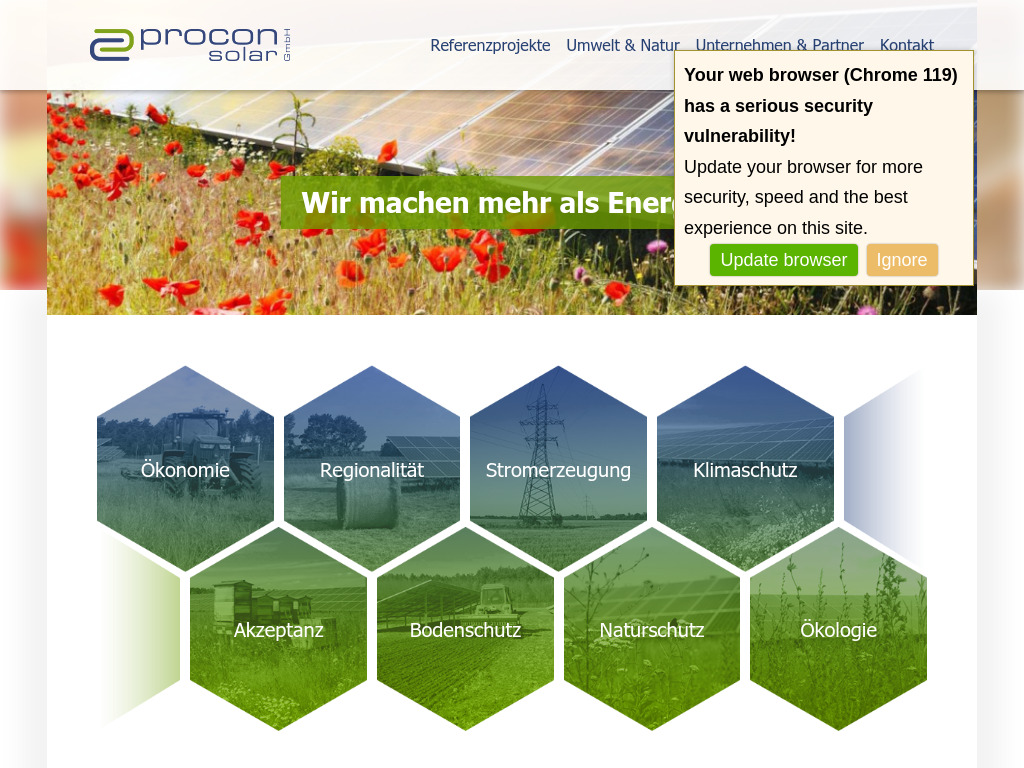 Website von Procon Solar GmbH in Cottbus