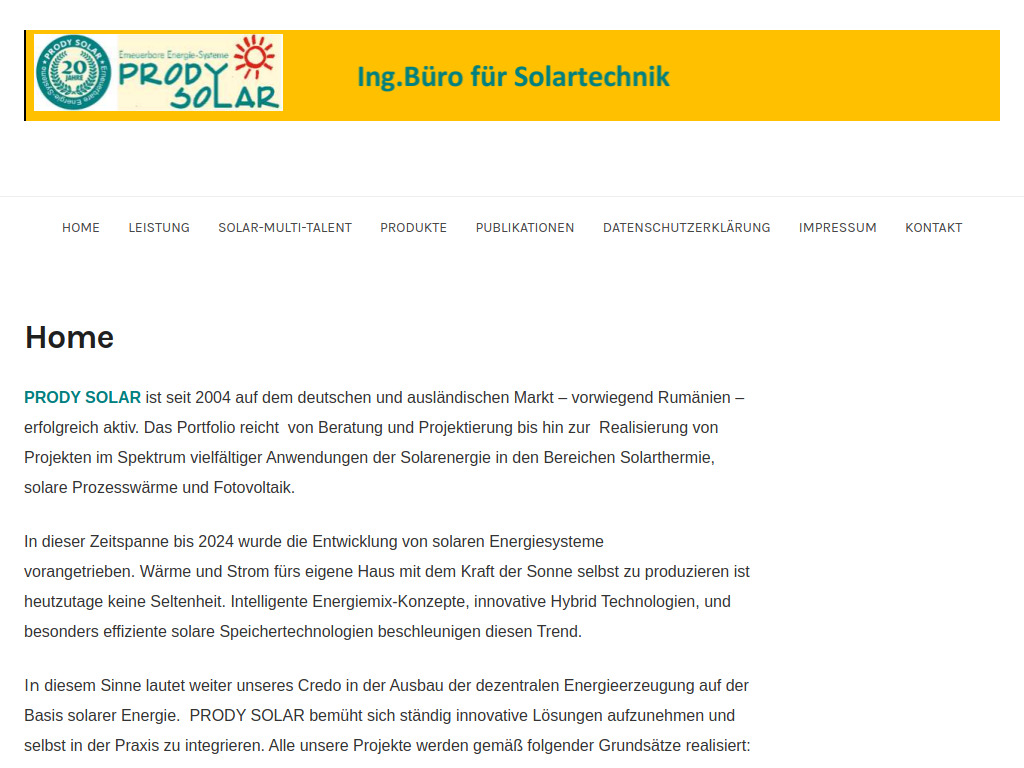 Website von PRODY SOLAR in Berlin-Marzahn