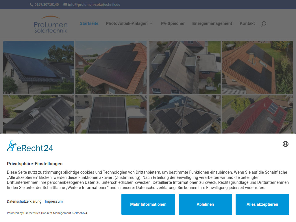 Website von ProLumen-Solartechnik GmbH in Ennigerloh