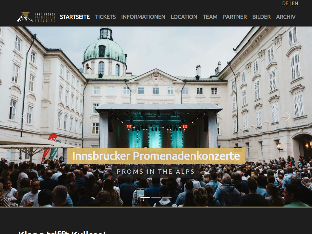Website von Innsbrucker Promenadenkonzerte in Innsbruck