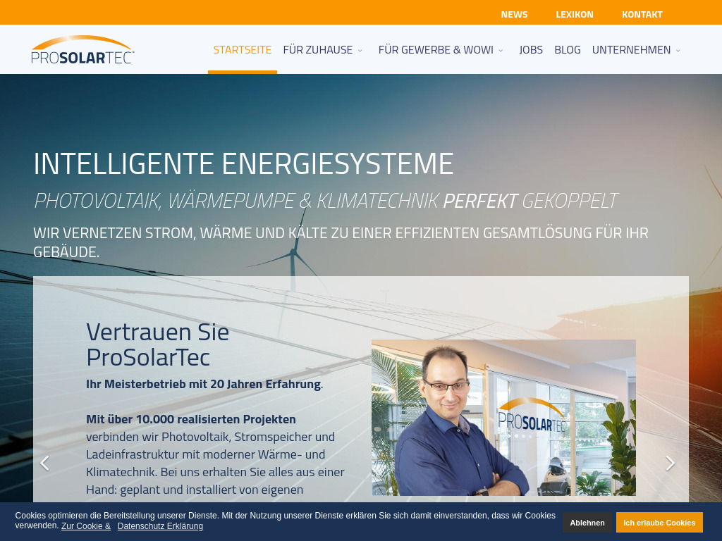 Website von ProSolarTec GmbH in Mechernich