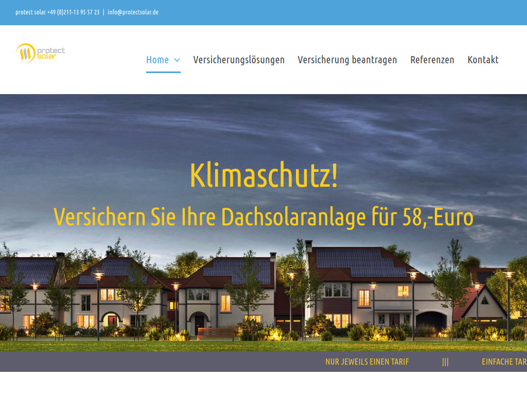 Website von protect solar in Düsseldorf