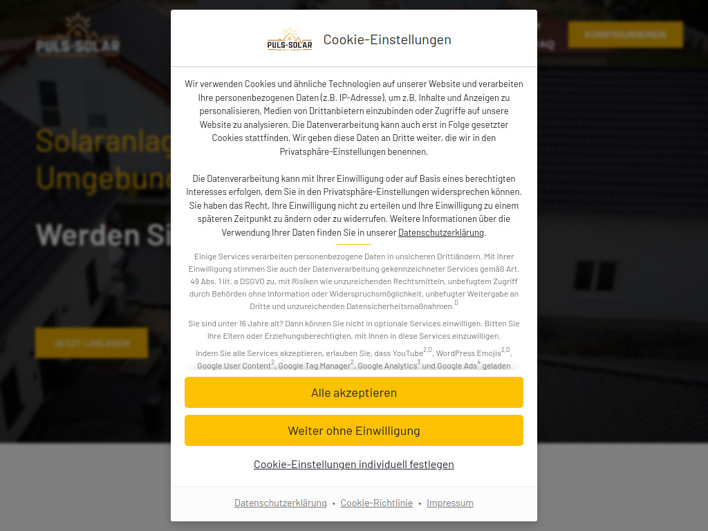 Website von Solarfirma Eilenburg +50km