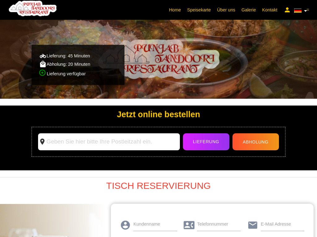 Website von Punjab Tandoori in Mainz