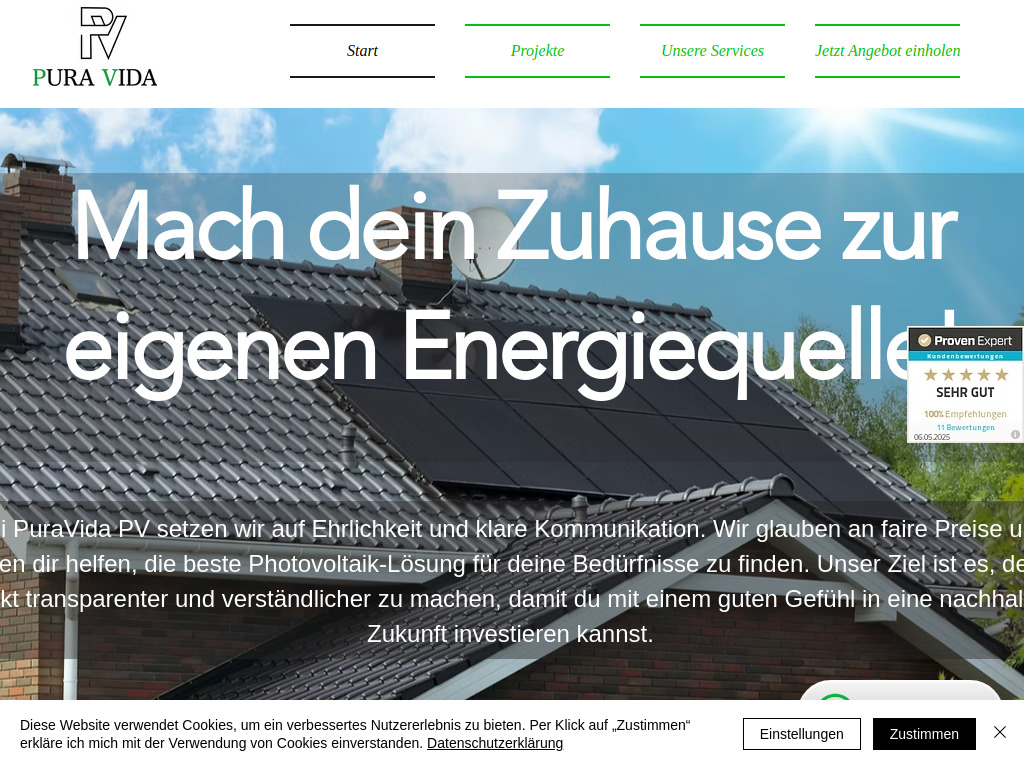 Website von Pura Vida GmbH in Dinslaken