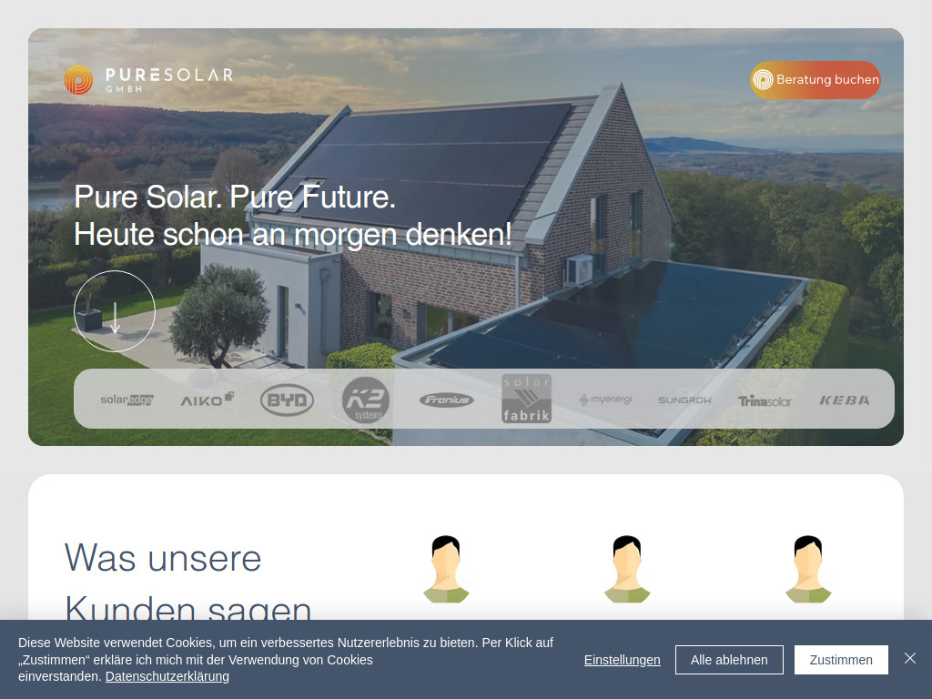 Website von Pure Solar GmbH in Remagen