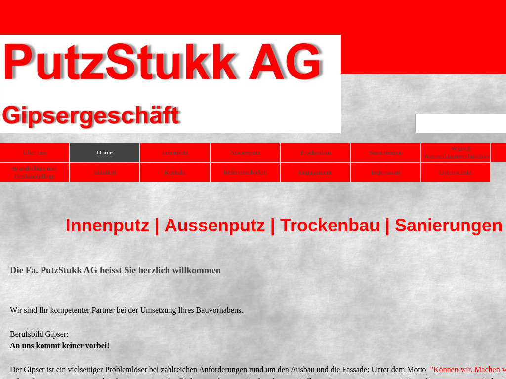 Website von PutzStukk AG in Ramsen