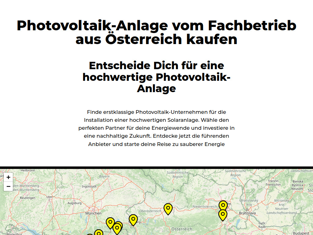 Website von Photovoltaik kaufen vom Fachbetrieb GmbH in Theresienfeld