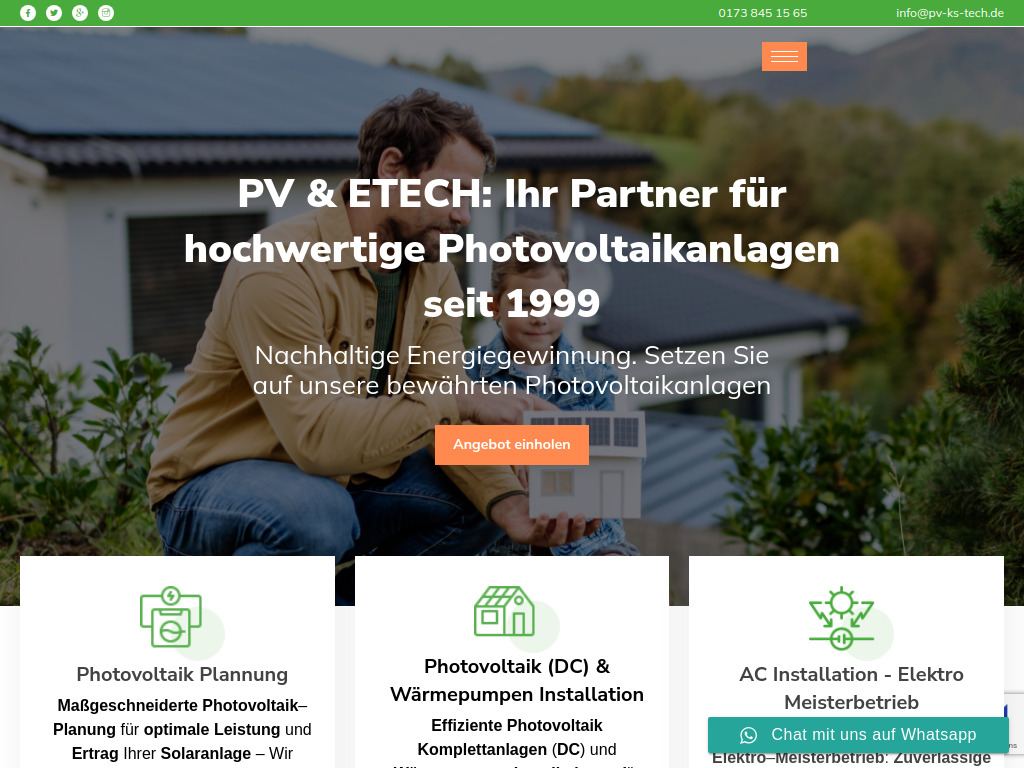 Website von PV & ETECH - Marke des Elektromeisterbetriebes KS Tech in Neumarkt St. Veit
