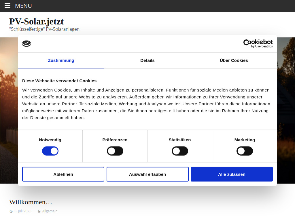 Website von PV-Solar.jetzt in Tangstedt