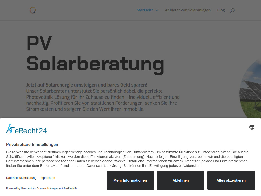 Website von Martin Tomecek Solarberater in Fichtenberg