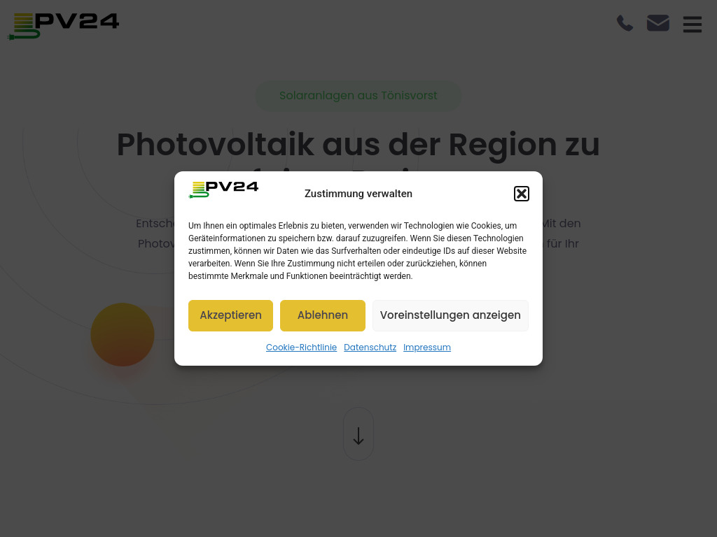 Website von PV24 GmbH in Tönisvorst