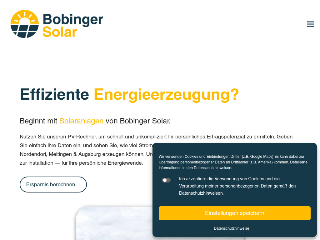 Website von Bobinger Solar