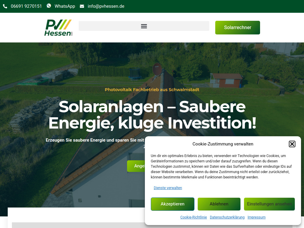 Website von PV Hessen GmbH in Schwalmstadt