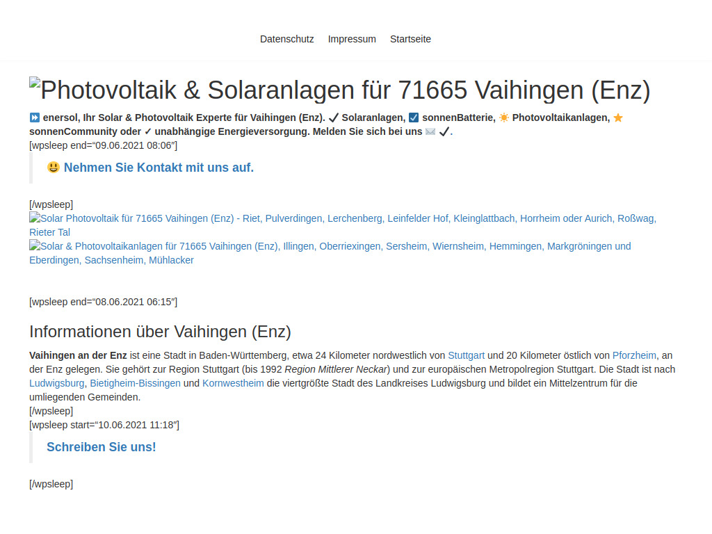 Website von enersol in Vaihingen (Enz)