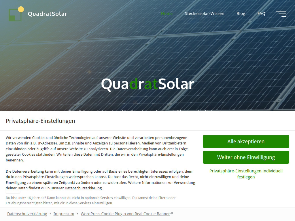 Website von QuadratSolar in Mannheim