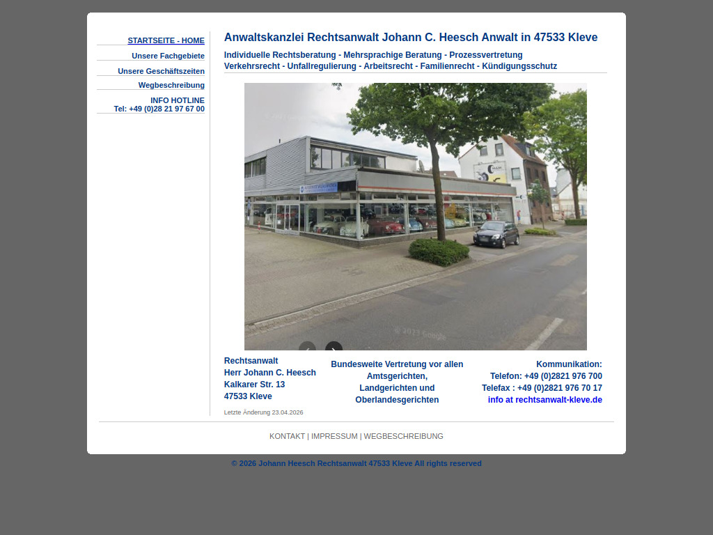 Website von Anwaltskanzlei Rechtsanwalt Johann C. Heesch in Kleve