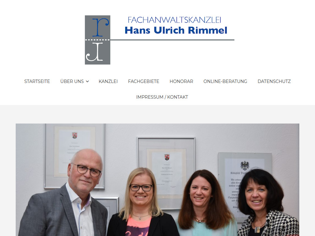 Website von Rechtsanwaltskanzlei Hans Ulrich Rimmel in Kaiserslautern