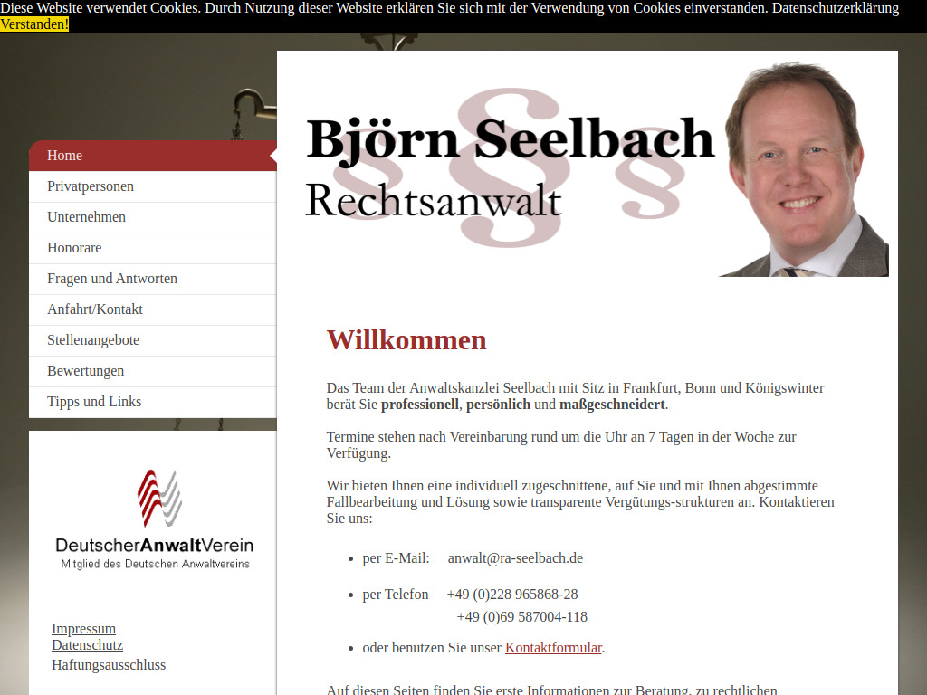 Website von Rechtsanwalt Björn Seelbach in Frankfurt a.M.