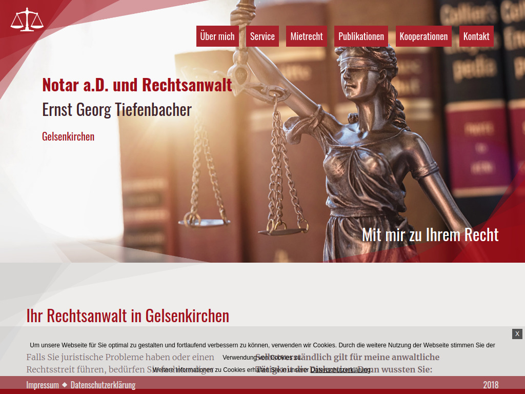 Website von Rechtsanwalt Ernst Georg Tiefenbacher in Gelsenkirchen