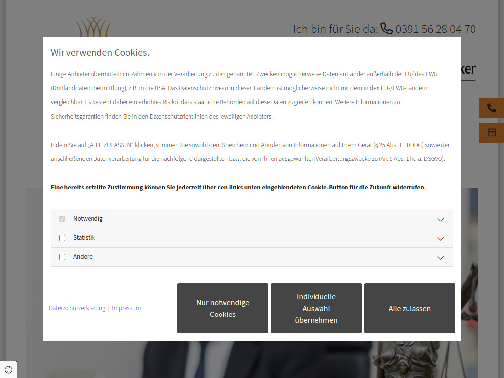 Website von Rechtsanwalt Andreas Welker in Magdeburg
