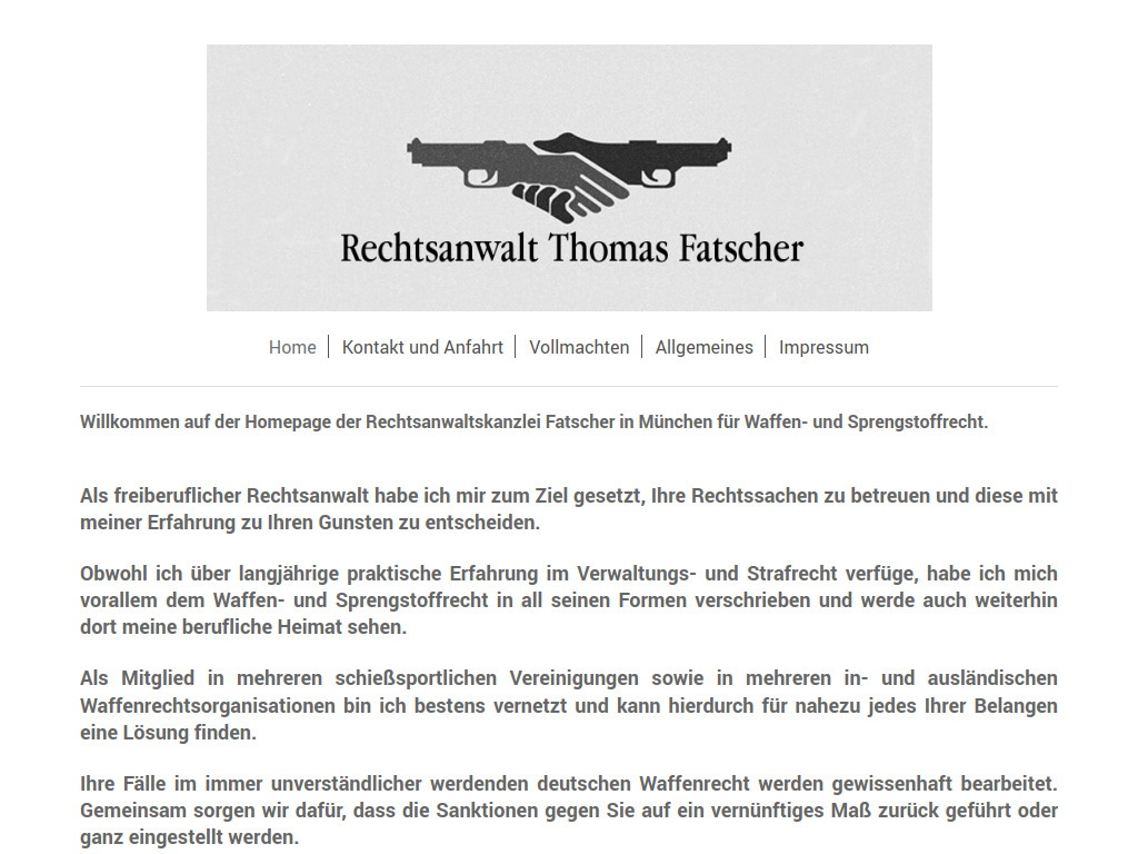 Website von Rechtsanwaltskanzlei Fatscher in München