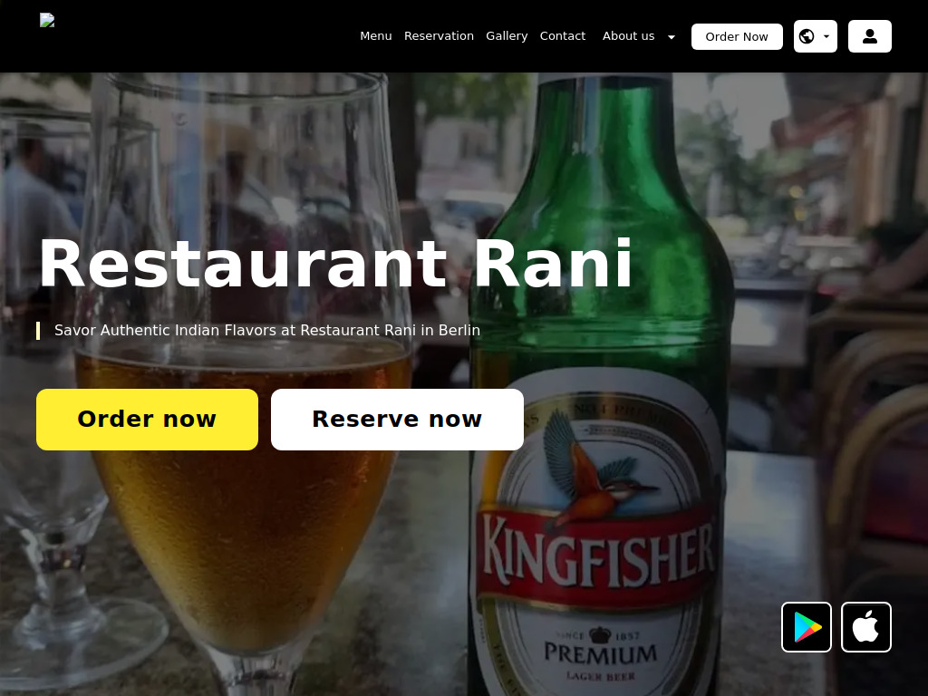 Website von Restaurant Rani in Berlin