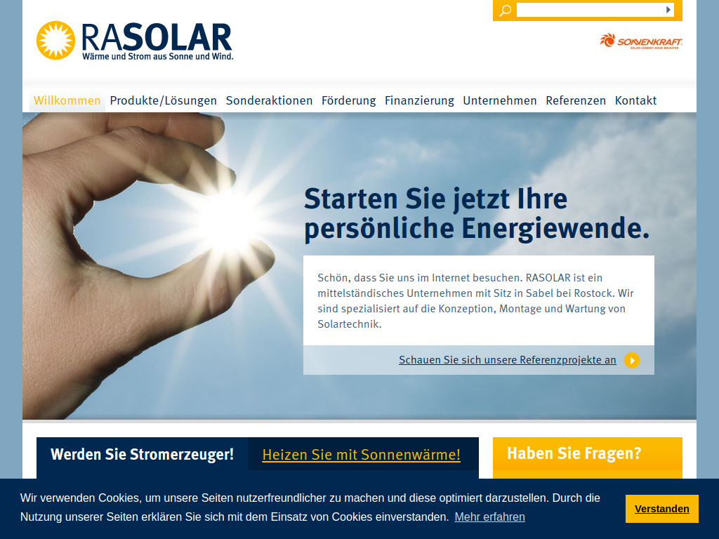 Website von RASOLAR in Dolgen am See OT Sabel