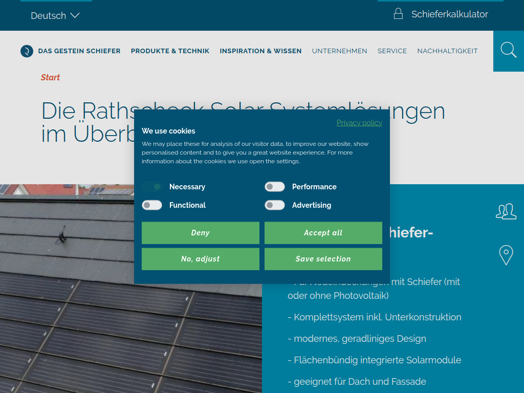 Website von Rathscheck Schiefer und Dach-Systeme - ZN der Wilh. Werhahn KG Neuss in Mayen-Katzenberg