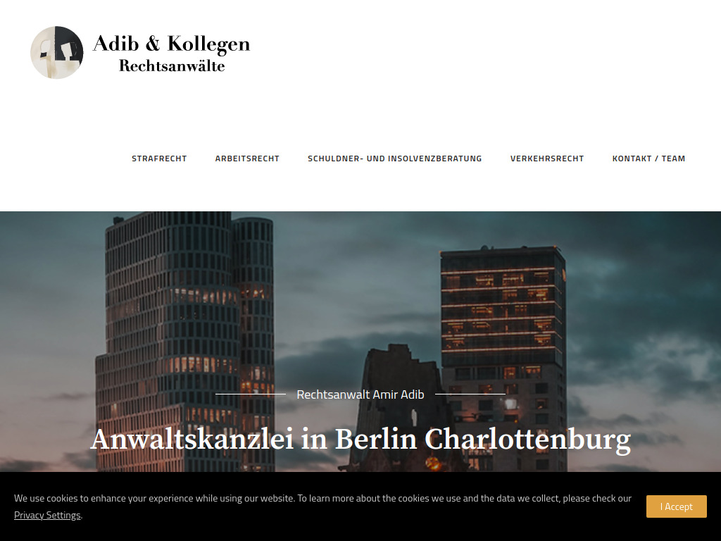 Website von Adib & Kollegen Rechtsanwälte in Berlin