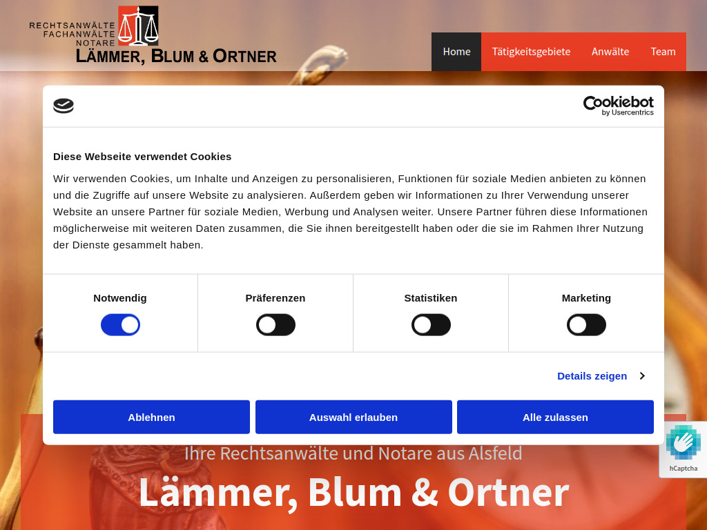 Website von Lämmer, Blum & Ortner in Alsfeld