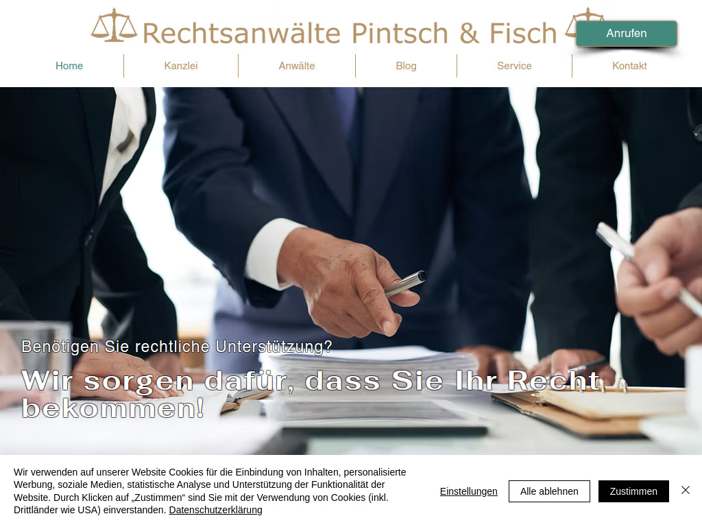 Website von Rechtsanwälte Pintsch & Fisch