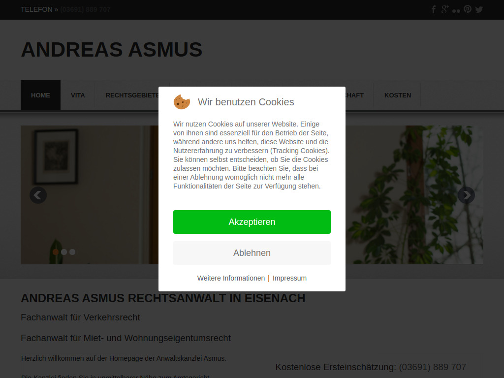 Website von Rechtsanwalt Andreas Asmus in Eisenach