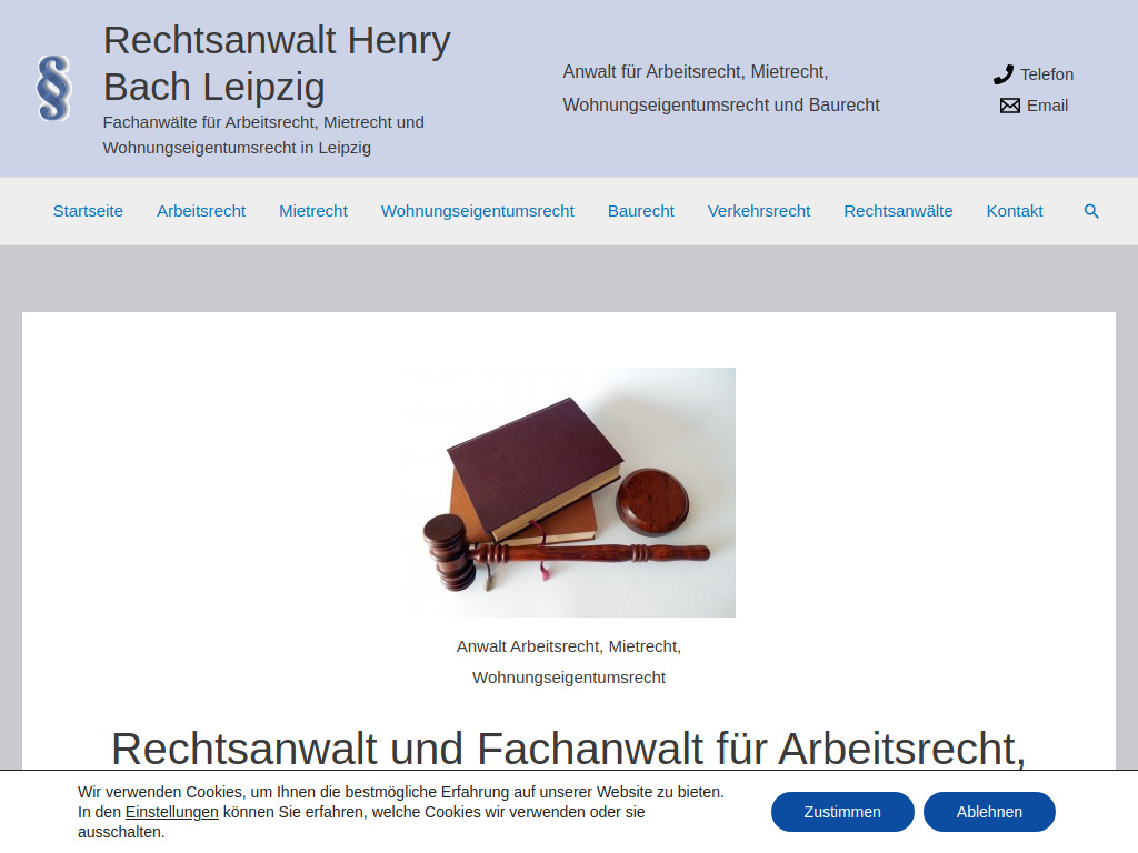 Website von Rechtsanwälte Henry Bach in Leipzig