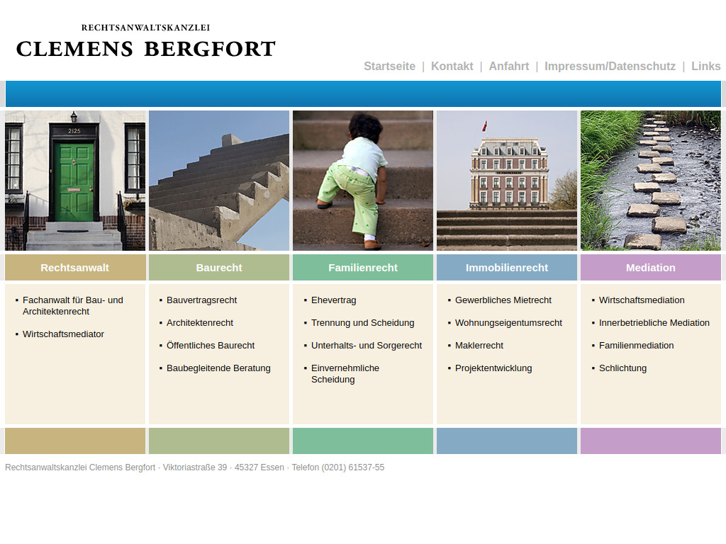 Website von Rechtsanwaltskanzlei Clemens Bergfort in Essen