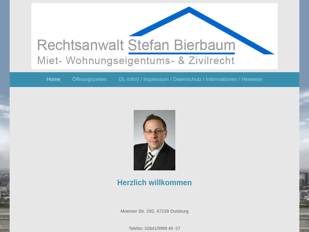 Website von Rechtsanwaltskanzlei Stefan Bierbaum in Duisburg