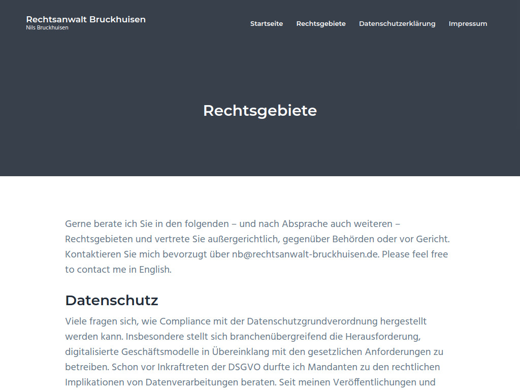 Website von Rechtsanwalt Bruckhuisen in Köln