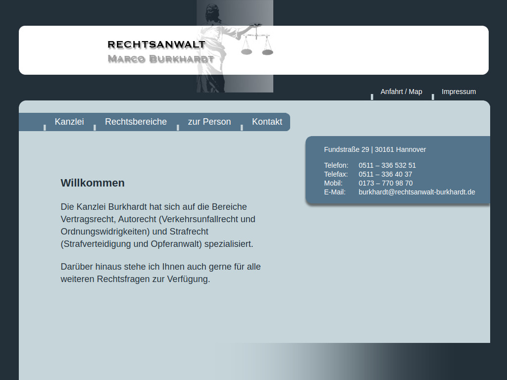 Website von Rechtsanwalt Marco Burkhardt in Hannover
