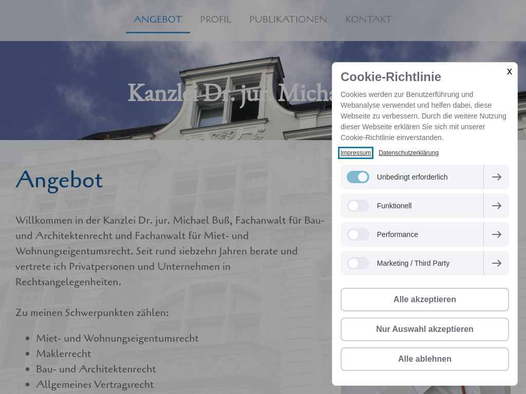 Website von Kanzlei Dr. jur. Michael Buß in Wiesbaden