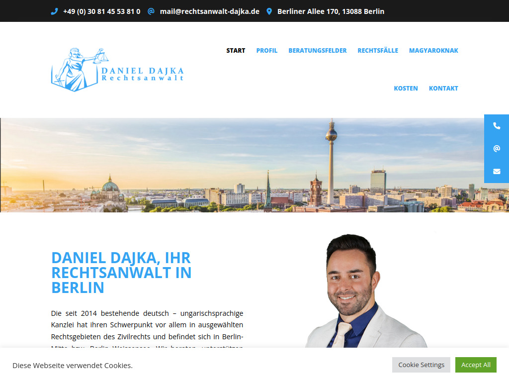 Website von Rechtsanwaltskanzlei Daniel Dajka in Berlin