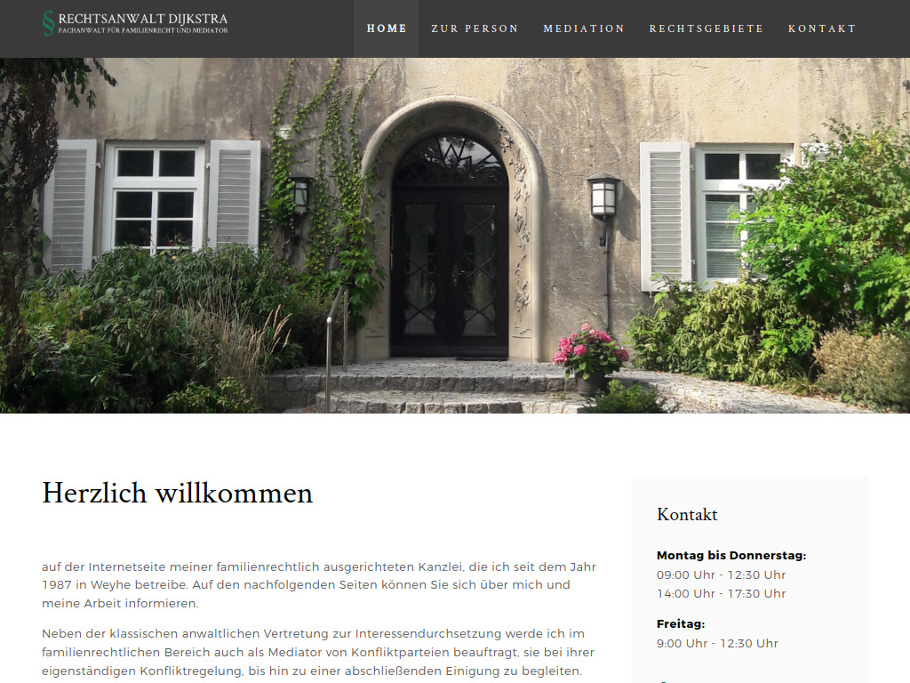 Website von Rechtsanwaltskanzlei Dijkstra in Weyhe