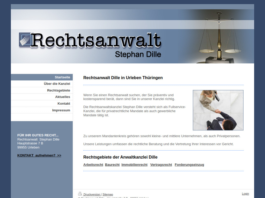 Website von Rechtsanwaltskanzlei Stephan Dille in Urleben